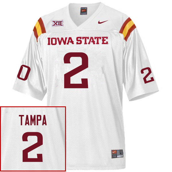 Men #2 T.J. Tampa Iowa State Cyclones College Football Jerseys Sale-White